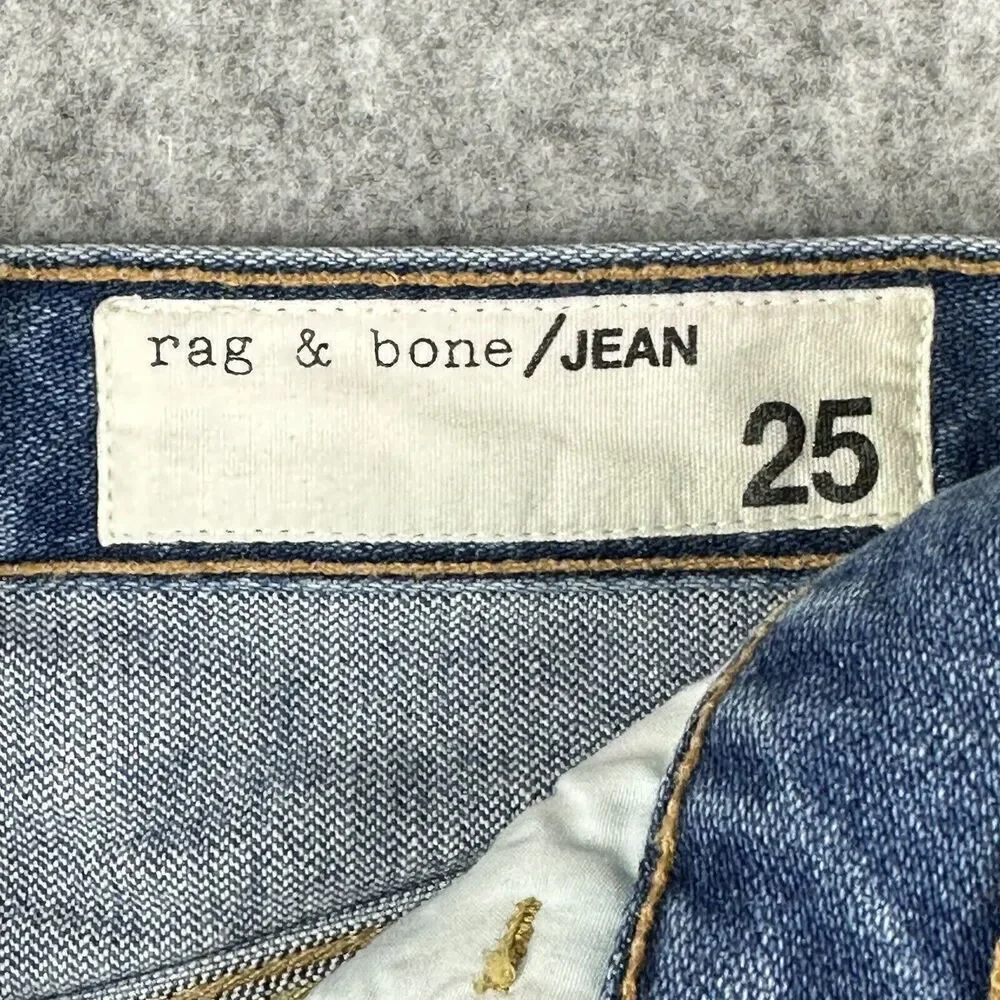 Rag & Bone Jean Shorts Womens 25 Blue Med Wash Cut Off Raw Hem Snap Button Fly